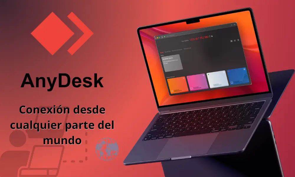 Captura de AnyDesk y soporte informático para asistencia remota