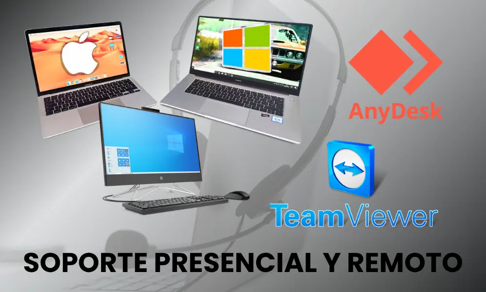 Imagen que muestra equipos de diferentes marca y el nombre de aplicaciones para conexión remota